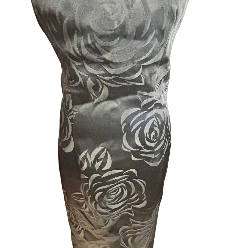 A list by Wrapper‎ 7 Black Rose Jacquard Sheath Maxi Dress Formal Evening Y2K - Picture 4 of 8